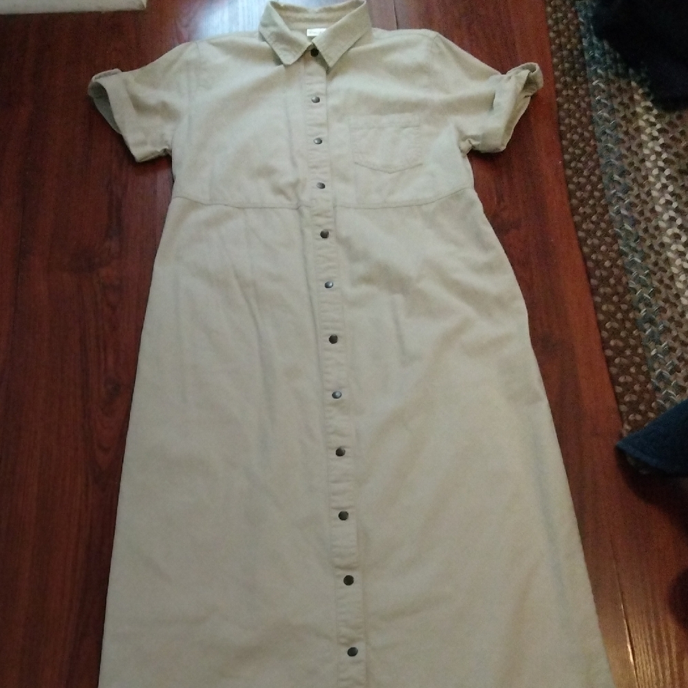 Bobbie Brooks Tan Maxi Button-Up Dress